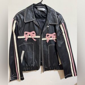 Diddi Moda Ribbon Genuine Leather Jacket